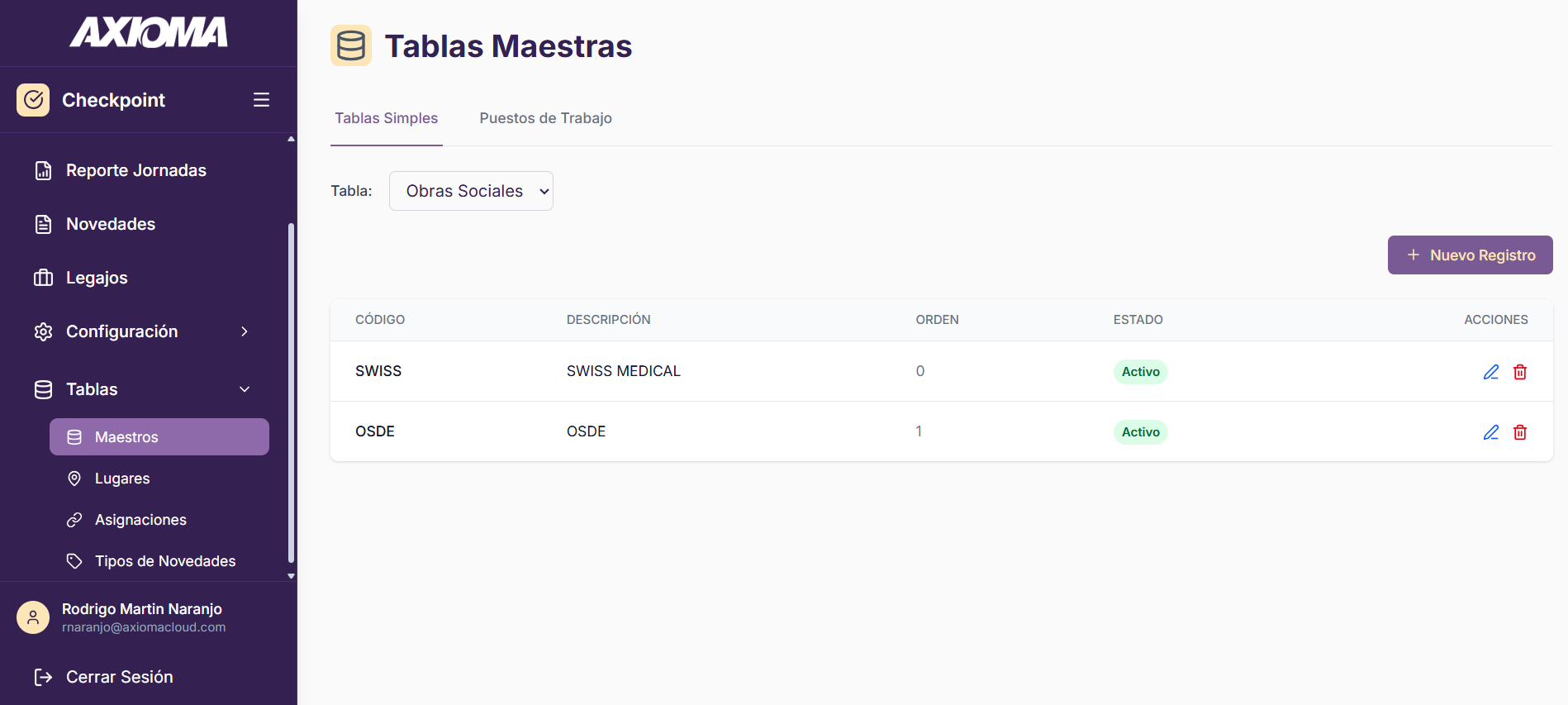 Tablas Maestras